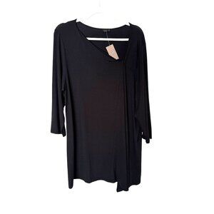 NWT J. Jill Wearever Collection Black Asymmetrical Hem & Neckline Tunic Top XL
